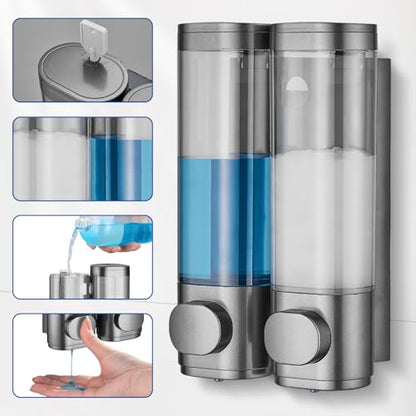 Shampoo and Conditioner Dispenser 2 Chamber No Drill,Shower Soap Pump Dispenser Wall Mounted,Body Wash Dispenser,Shower Gel Shampoo Holder for Bathroom Accessories, (Gun 2) - color: Gun 2