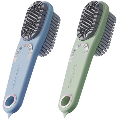 2 Pack Laundry Stain Brush Multi Cleaning Brush Double-Sided Soft Bristle Cleaning Brush Long Handle Laundry Brush for Stain Removal Shoes Clothes Scrub Brush Silicone Soft Brush, Sole Cleaning