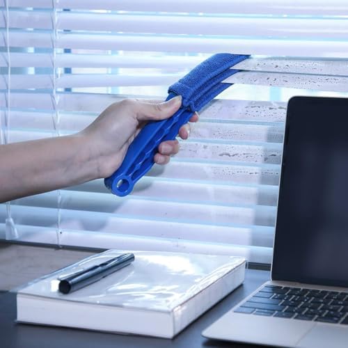3-Finger Microfiber Blind Cleaner Brush - Reusable Washable Sleeve for Dusting Window Blinds, Curtains & Shutters (1-Pack, Blue)