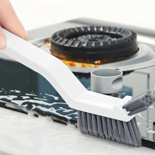 Crevice Cleaning Brush, Ultra Thin Stiff Bristles, 1piece, Grout Scrubber Tool, Window Track Cleaner, Ergonomic Long Handle, for Deep Scrubbing Bathroom Tiles Kitchen Faucets Shower Door Tracks Car - color: White