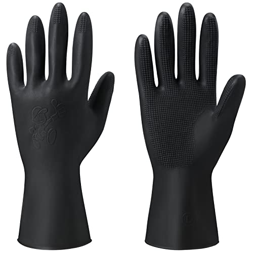ThxToms Chemical Resistant Reusable Latex Gloves, 5 Pairs Professional Hair Coloring Rubber Gloves for Cleaning, Hair Dyeing - size: Large (10 Count)