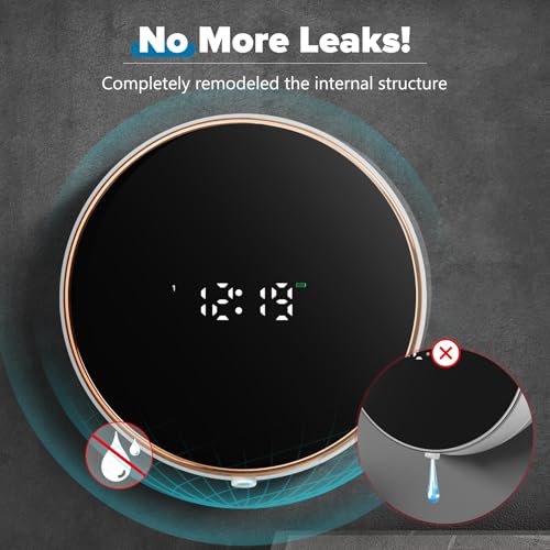 Automatic Soap Dispenser Liquid Bathroom: Wall Mount Rechargeable Touchless Adjustable Auto Smart Electric Plastic White Soap Dispenser with Clock - Kitchen - Hand Dish Lotion Couple Kids - color: Liquid White