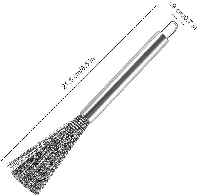 2Pcs Pots and Pans Clening Brush, Stainless Steel Scrubber Brush for Cookware Long-Handled Sink Cleaner Brush-2Hooks