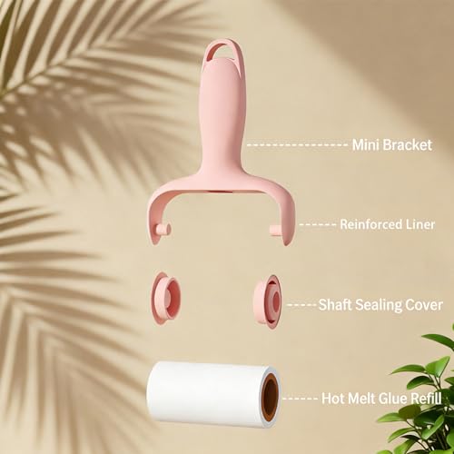 4-Piece Extra Sticky Lint Roller - Pink Lint Remover with 3 Refill Rolls & Ergonomic Handle for Pet Hair Removal on Clothes, Furniture, Carpet, Car Seat