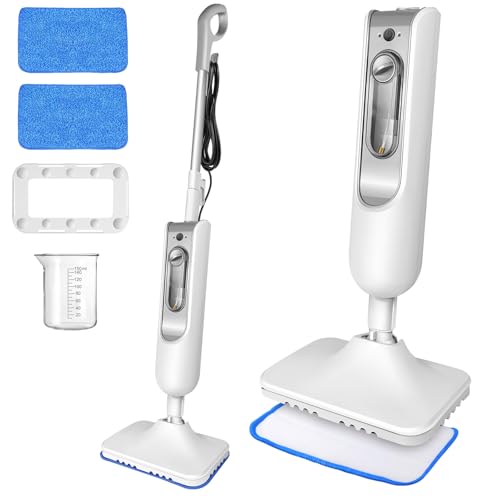 Electric Floor Mop and Steam Cleaner, 1500W Power Steam Mop with 16ft Power Lead, 13.5oz Capacity, 2 Reusable Pads, Portable Upright Floor Steamer for Home Hardwood Floor Cleaner Machine
