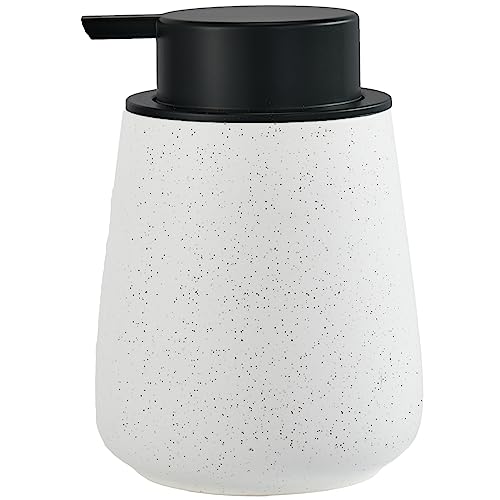 12Oz Ceramic Liquid Soap Dispenser - Modern Lotion Hand Soap Dispenser with Easy-to-Press Black Pump, Reusable and Refillable Dish Soap Dispensers for Bathroom & Kitchen, Speckled Matte White - color: Speckled White, style: Liquid Pump