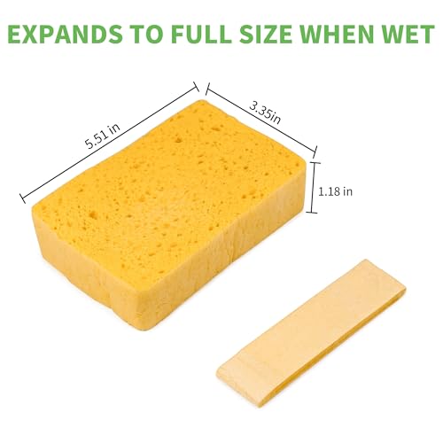 4 Pack Compostable Thicker Pop-Up Sponges - Expanding, Non-Scratch, Plant-Based Dish Cellulose Sponges Car Wash Sponge - color: Yellow-4