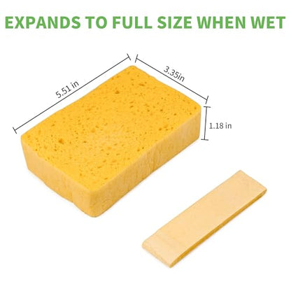 4 Pack Compostable Thicker Pop-Up Sponges - Expanding, Non-Scratch, Plant-Based Dish Cellulose Sponges Car Wash Sponge - color: Yellow-4