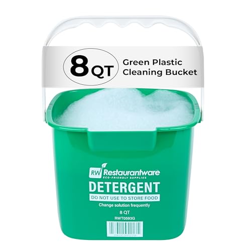 Restaurantware-RW Clean 8 Quart Cleaning Bucket, 1 Detergent Square Bucket - With Measurements, Built-In Spout And Handle, Green Plastic Utility Bucket, For Home Or Commercial Use, - color: Green, size: 8 quart - 1 count