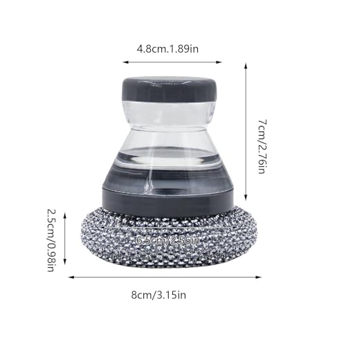 Soap Dispensing Palm Brush - 176g Dish Cleaner Brush with Soap Dispenser | Heavy Duty Refillable with Handle for Pots Pans Counter Elderly Home Cooks Busy Parents Professionals
