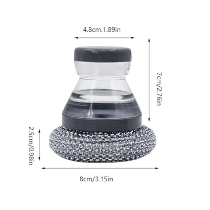 Soap Dispensing Palm Brush - 176g Dish Cleaner Brush with Soap Dispenser | Heavy Duty Refillable with Handle for Pots Pans Counter Elderly Home Cooks Busy Parents Professionals