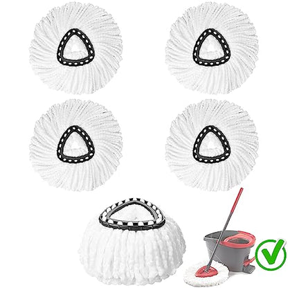 5-Pack Spin Mop Replacement Heads, 100% Microfiber Spin Mop Refills Heads for Easy Wring, 360°Micro Replacement Mop Head for Easy House Cleaning Floor Mopping - (White) - size: 5Pack