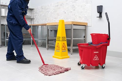 SPARTA OmniFit Mop Bucket System, Durable Mop Bucket, Side Press Wringer, and Soiled Water Insert, Floor Cleaning Essentials for Commercial and Home Use, 35 Qt Capacity, 1 Count, Red - color: Red