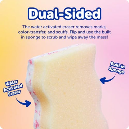 Scrub Daddy Eraser Mommy Sponges 45x - Water-Activated Cleaning Sponge with FlexTexture Scrubbing Gems - 3-in-1 Erase, Scrub, Wipe Tool for Walls, Doors, Baseboards, Hard Surfaces (6 Count)
