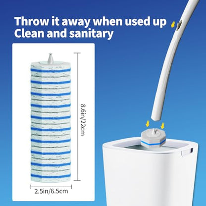 100pc Bulk Toilet Wand Refills - Disposable Toilet Brush Replacement Heads, Pack for Household Cleaning Bathroom cleaners Compatible Heads,washroom mats Brush Cleaning System,Clean Refill Pads.