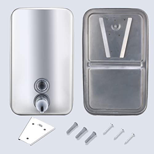 Commercial Soap Dispenser Wall Mount Stainless Steel Manual Liquid Pump Rust-Proof Leak Free for Bathroom (34 fl.oz./1000ml) - size: 34 fl oz