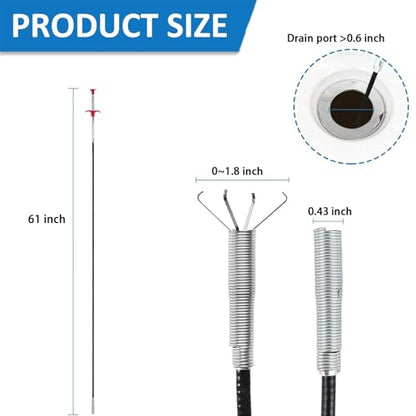 Drain Snake Hair Drain Clog Remover Tool - 61.4 inch Sink Drain Cleaner for Toilet Sewer Shower Kitchen Bathroom Tub Clogged Drains Opener Cleaning Tool - style: 61.4 inch