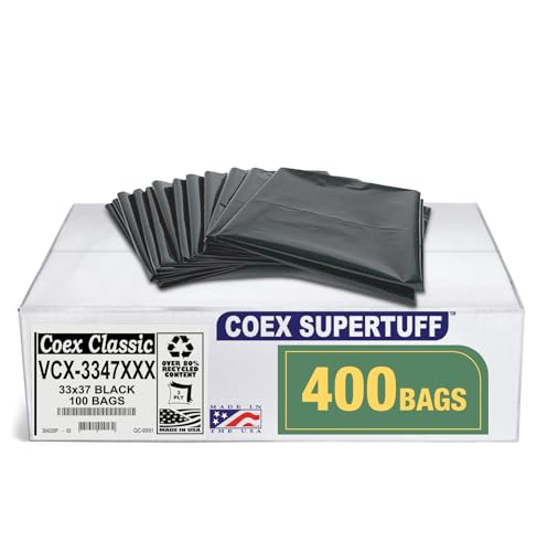 Aluf Plastics - Value COEX 3 Ply Garbage Bags, 33 Gallon, 2 Mil (eq), 33"x47", Black, 400 Count - style: 42 Gal, 2 Mil Equiv, 400 Count