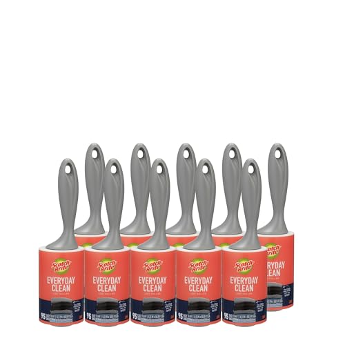 Scotch-Brite Everyday Clean Lint Roller, Lint Remover for Pet Hair, Dark Clothes, Furniture, and Dusty Surfaces, Picks Up Fur & Fluff in Your Home, Car, & Office, 10 Pack, 950 Adhesive Sheets Total - size: 10 Rollers