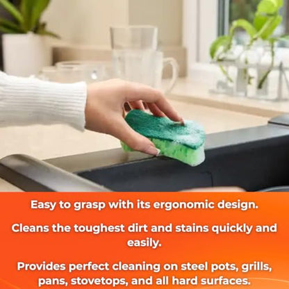 Macromax Coral Sponge – Ergonomic Heavy Duty Scrub Sponge for Kitchen – Large Pores for Extra Foam – Non-Scratch Dish Scrubber for Pots, Pans & Grills, 3-Pieces