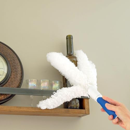 Unger Connect and Clean Microfiber Feather Duster for Household Cleaning and Dusting, Cleans Fragile Objects, Glassware, Vases, Picture Frames, Machine Washable, Compatible with Threaded Pole