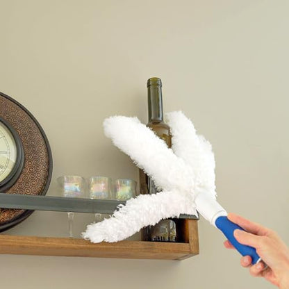 Unger Connect and Clean Microfiber Feather Duster for Household Cleaning and Dusting, Cleans Fragile Objects, Glassware, Vases, Picture Frames, Machine Washable, Compatible with Threaded Pole