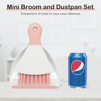 NACENA Mini Dustpan and Brush Set 2 Pack, Small Broom and Dustpan Set Dust Pan and Mini Hand Broom Dustpan and Broom Combo Compact for Home Table Keyboards Sofa Kitchen, Pink - color: Pink, size: 2 packs