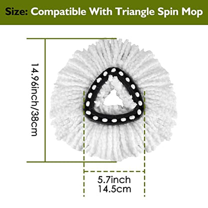4 Pack EasyWring Spin Mop Refill Replacement Heads - Microfiber, Compatible with Triangle Spin Mop, Multi-Surface Cleaning - color: 4 Pack