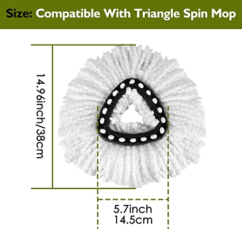 4 Pack EasyWring Spin Mop Refill Replacement Heads - Microfiber, Compatible with Triangle Spin Mop, Multi-Surface Cleaning - color: 4 Pack