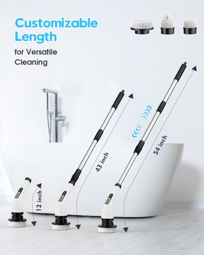Highyes Electric Spin Scrubber for Cleaning Bathroom: Cordless Power Shower Scrubber - Electric Cleaning Brush for Tile Tub