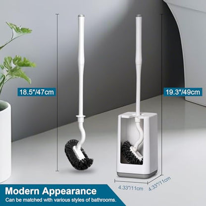 Toilet Bowl Brush and Holder 3 Pack Sturdy Plastic Long Handled Toilet Brushes for Bathroom with Ventilated Base Easy to Assemble for Deep Cleaning (White 3) - color: White 3