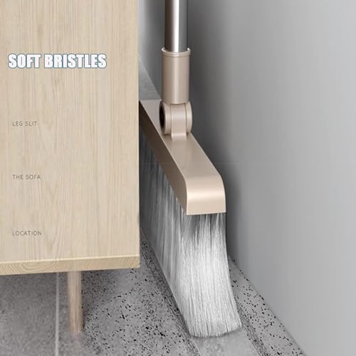 Broom and Dustpan Set for Home Folding Cleaning Tools Long Handle Broom with Upright Standing Dustpan Combo for Office Home Kitchen Lobby Floor Cleaning,White - color: White