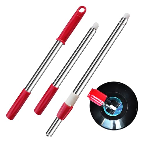 Extended Spin Mop Replacement Mop Handle, Upgraded 60-inch 360 Degrees Rotating Telescopic Replacement Mop Stick for Spin Mop Bucket Cleaning System Floor Cleaning (Plastic Disc, Red) - color: Red, style: Plastic Disc