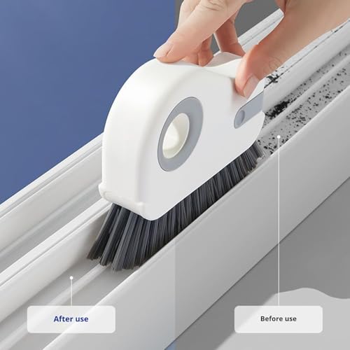Crevice Cleaning Brush Set for Window Tracks & Tight Spaces - 2-in-1 Tool with Scraper & Dustpan, Hard Bristle Brush for Detail Cleaning B - size: B