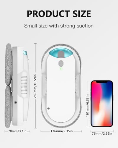 Window Cleaning Robot - Double Helix 4800-6400Pa Suction, Dual Ultrasonic Spray, 85ml Tank, Edge Detection, Anti-Drop, 3 Cleaning Modes for Streak-Free Glas - color: White