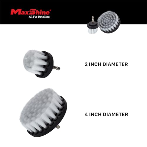 Maxshine Universal M8 Medium-Duty Upholstery Carpet Brush Drill Attachment – White Scrub Brush Kit for Fabric, Leather, Carpet, Seats & Floor Mats – Removes Grime, Stains, Dirt & Buildup - size: Full Set White