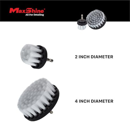 Maxshine Universal M8 Light-Duty Soft Leather & Fabric Brush Drill Attachment – White Scrub Brush Kit for Fabric, Leather, Upholstery, Convertable Top & Seats – Removes Grime, Stains, Dirt & Buildup - size: Soft Leather Set