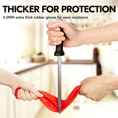 Vgo... 1-Pair Dishwashing Gloves, Reusable Household Gloves, Kitchen Gloves, Long Sleeve, Thick Latex, Cleaning, Washing, Working, Painting, Gardening, Pet Care (Size S,Red, RB2143) - size: Small