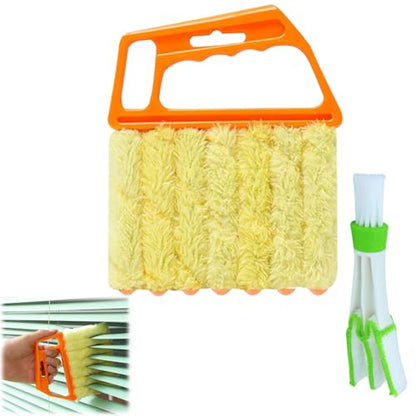 Blind Cleaner Duster Tool,Upgrade Detachable Window Blind Cleaner Tool,7 Fingers Dusting Cleaner Mini Blind Duster Brush for Wood Blinds Air Conditioner Vents Fans Car Vents Cleaning (Orange) - color: Orange