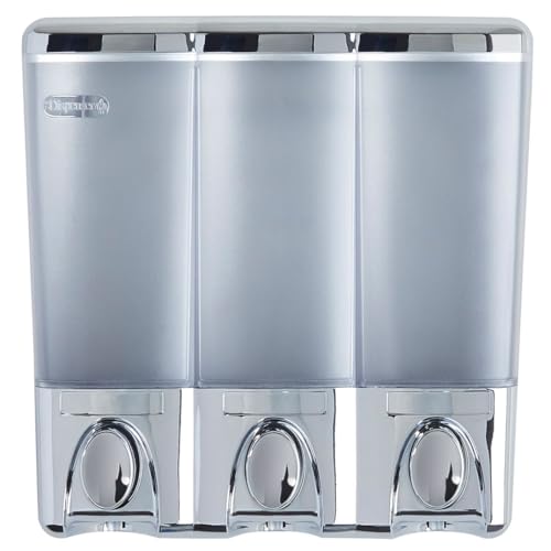 Better Living Clear Choice Shower Dispenser 3 Chamber, Wall Mount Shower Soap Pump Dispenser for Bathroom Hotel Body Wash, No Drill Adhesive, Waterproof Dispenser, 3 x 14.2 oz, Chrome - color: Chrome, size: Three Chamber