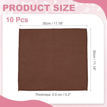 uxcell 10 Pcs Microfiber Cleaning Cloth, Kitchen Towels Reusable Microfiber Towels Highly Absorbent for Household Cleaning Supplies, Kitchen, Bathroom, Brown(Square), 11.8" X11.8 - color: Brown