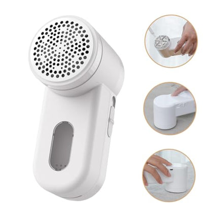 USB Rechargeable Fabric Shaver Sweater Pilling Remover Lint Trimmer Portable Electric Lint Eraser for Clothes Coats Pet Fur and Upholstery with Abs Material Battery Operated White