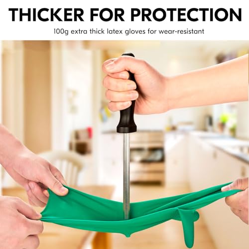 Vgo... 10-Pairs Reusable Household Gloves, Rubber Dishwashing gloves, Extra Thickness, Long Sleeves, Kitchen Cleaning, Working, Painting, Gardening, Pet Care (Size M, Green, HH4601) - color: 10 Pairs - Green, size: Medium