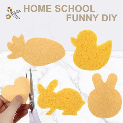 Zhengmy 100 Pieces Sponges Bulk Sponges Kitchen Compressed Sponge Natural Dish Sponge Compressed Wood Pulp Cleaning Without Scratching for Kitchen Bathroom, 3.9 x 2.4 x 0.12 Inch (Yellow) - color: Yellow
