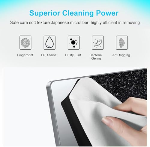 2 Pack Microfiber Liner Cleaning Cloth 15" 16" MacBook Air/MacBook Pro Screen Keyboard Imprint Protection, Keyboard Protector Compatible with MacBook Air 15.3"/MacBook Pro 15"/MacBook Pro 16"-(Bk+Gy) - color: Grey+black（2 Pack）, size: 13.19" x 8.66"