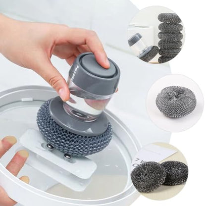 NOLITOY 1Set Hydraulic Palm Cleaning Brush Versatile Kitchen Scrubbing Tool for Dishes Pots Surfaces Refillable Soap Dispensing Feature Durable Bristles for Non Stick Cookware