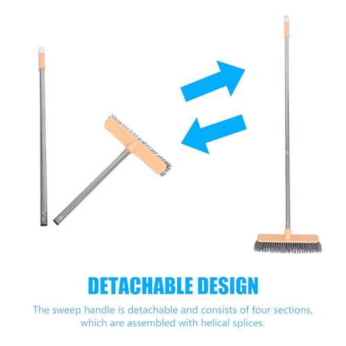 Beaupretty Household Cleaning Brush with Long Handle for Bathroom and Floor Sturdy Hard Bristles for Stubborn Stain Removal Lightweight Steel Rod with Padded Grip Practical Corner and Tile
