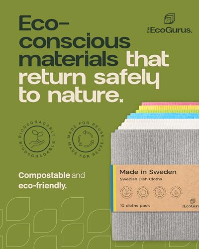 10 Pack Odour-Resistant Reusable Cleaning Cloths | Original Swedish Dishcloth | Made in Sweden | Suitable for All Surfaces | Biodegradable Cellulose Sponge | Kitchen & Bathroom | Blue - color: Blue