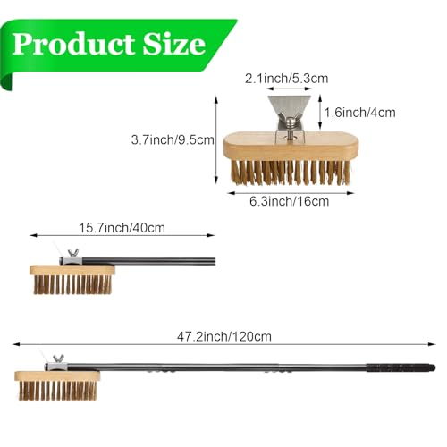 Pizza Oven Brush with Scraper,Grill Brush, Pizza Brush for Pizza Oven, 47.2 Inch Long Handle, Detachable Swivel Head Adjustable for Pizza Oven