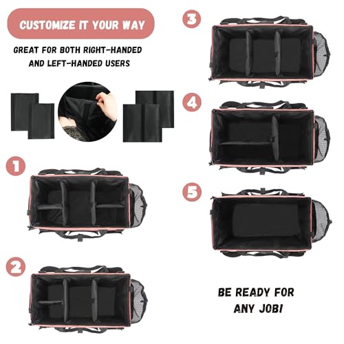 Wearable Cleaning Caddy – Portable Detailing Organizer with Spill-Proof Liner, Straps & Handles – Large Tote for Cleaning Pros, Auto Detailers, and Housekeepers – Red/Gray